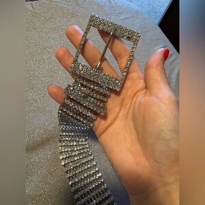 Elegant Silver Rhinestone Belt